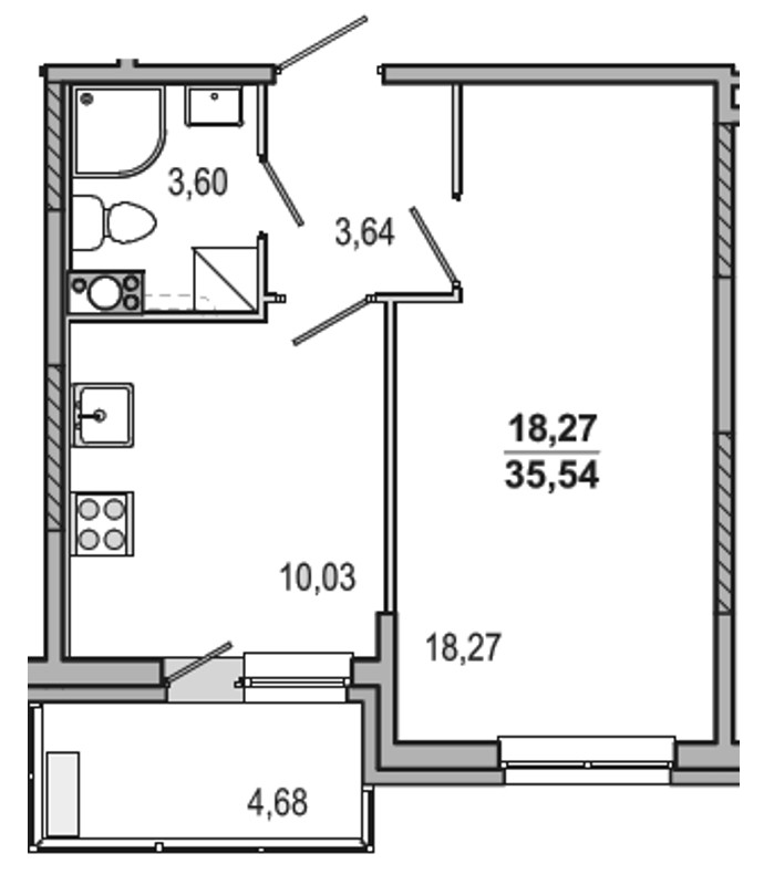 1-комнатная, 36 м² — ЖК ЖК ТАРМО