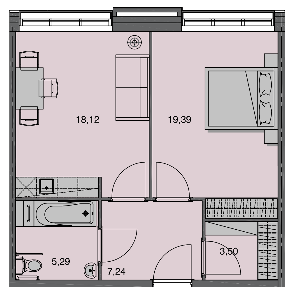 1-комнатная, 54 м² — ЖК Клубный дом Loft Na Srednem (Лофт На Среднем)