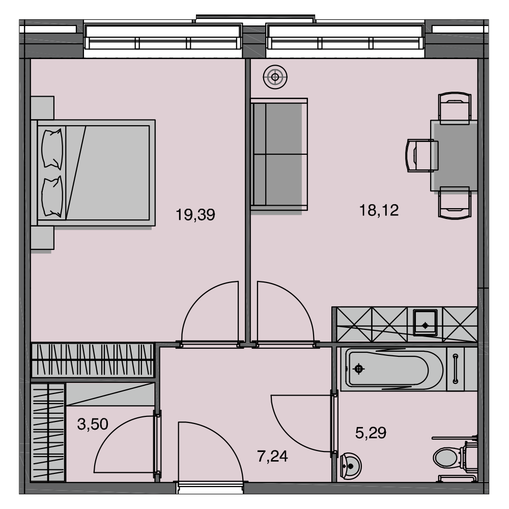 1-комнатная, 54 м² — ЖК Клубный дом Loft Na Srednem (Лофт На Среднем)