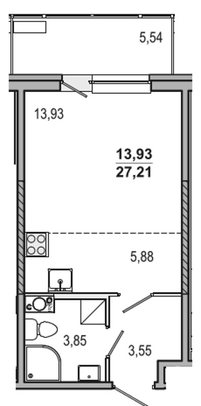 1-комнатная, 27 м² — ЖК ЖК ТАРМО
