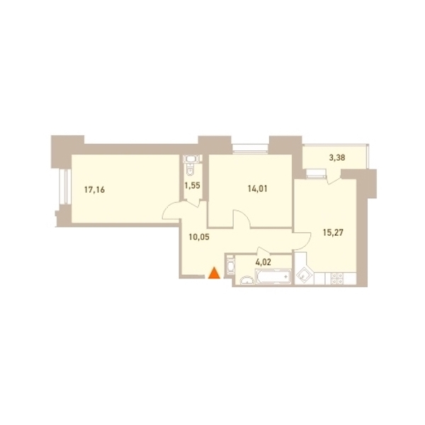 2-комнатная, 64 м² — ЖК ЖК Новый Лесснер