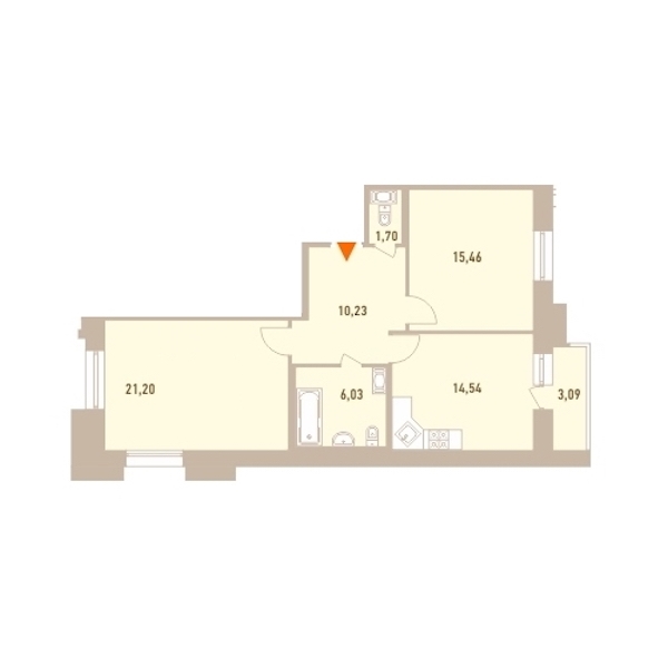 2-комнатная, 70 м² — ЖК ЖК Новый Лесснер