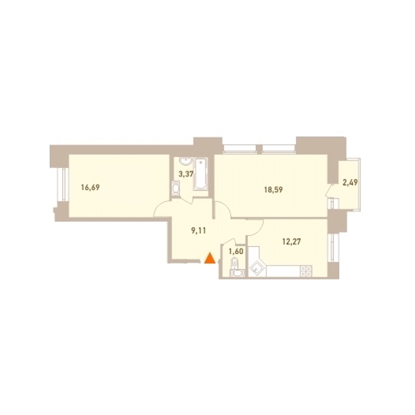 2-комнатная, 62 м² — ЖК ЖК Новый Лесснер