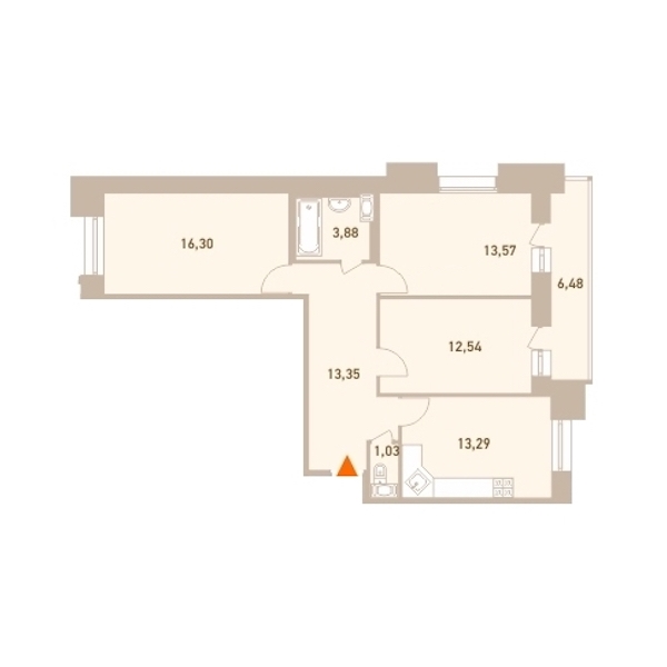 3-комнатная, 76 м² — ЖК ЖК Новый Лесснер