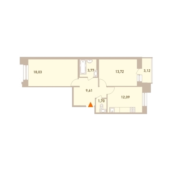 2-комнатная, 60 м² — ЖК ЖК Новый Лесснер