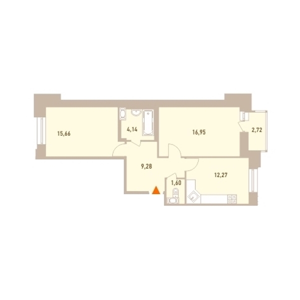 2-комнатная, 61 м² — ЖК ЖК Новый Лесснер
