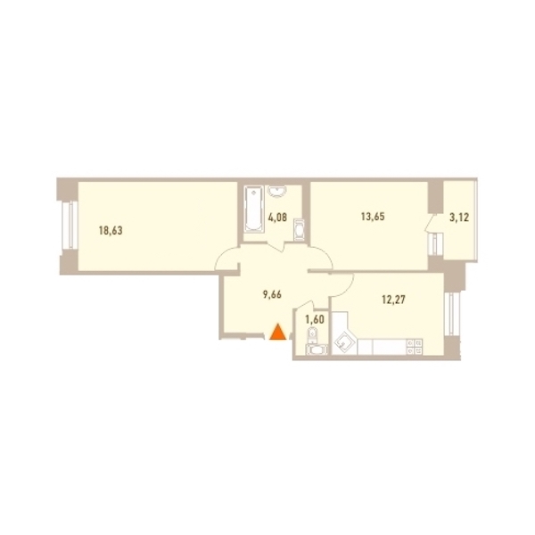 2-комнатная, 61 м² — ЖК ЖК Новый Лесснер