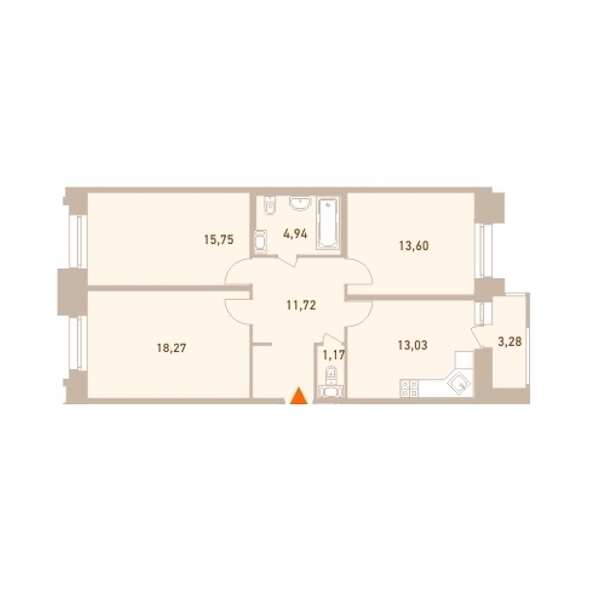 3-комнатная, 80 м² — ЖК ЖК Новый Лесснер