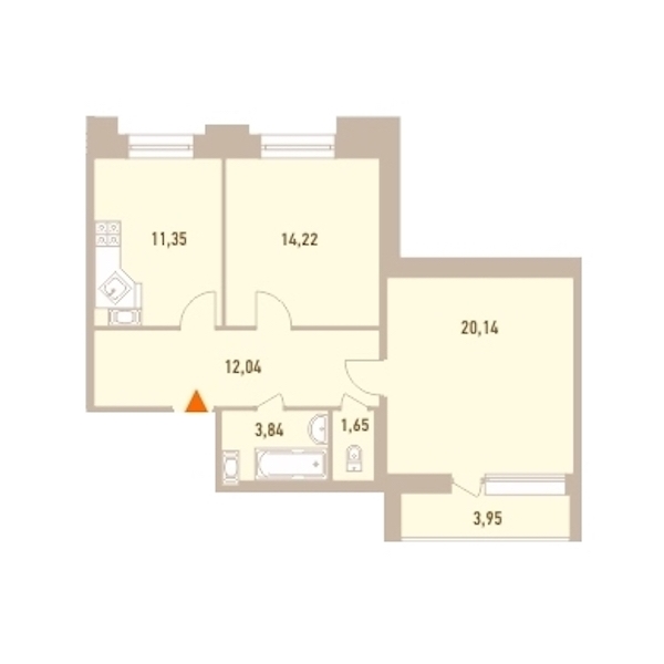 2-комнатная, 65 м² — ЖК ЖК Новый Лесснер