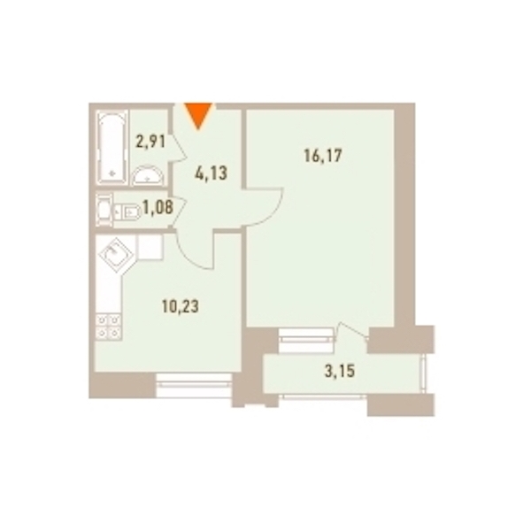 1-комнатная, 36 м² — ЖК ЖК Новый Лесснер