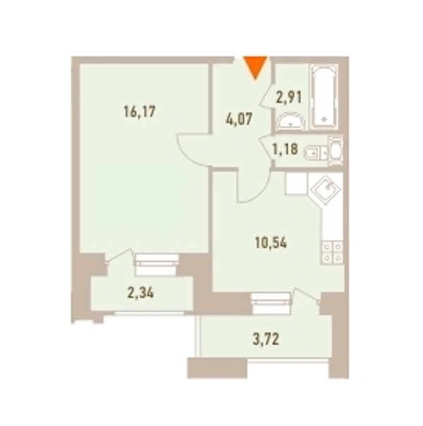 1-комнатная, 38 м² — ЖК ЖК Новый Лесснер
