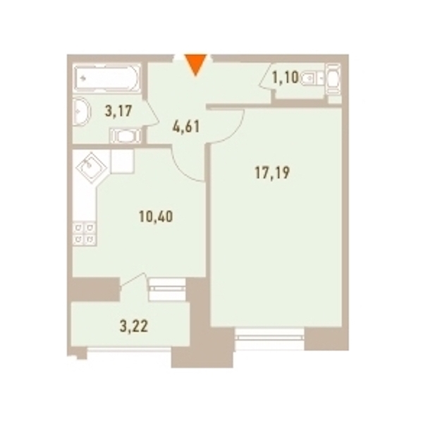 1-комнатная, 38 м² — ЖК ЖК Новый Лесснер