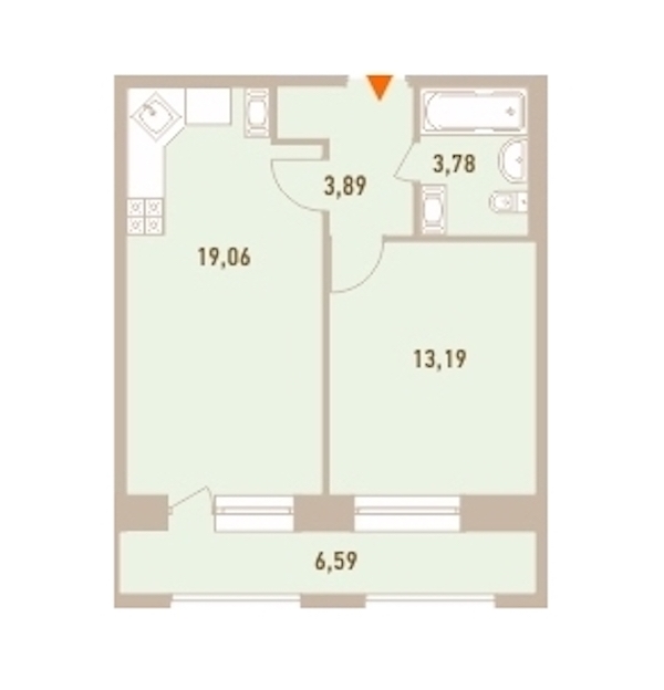 1-комнатная, 42 м² — ЖК ЖК Новый Лесснер