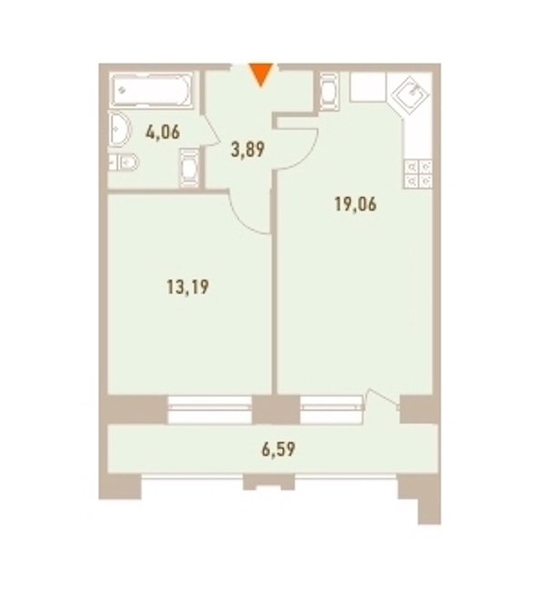 1-комнатная, 42 м² — ЖК ЖК Новый Лесснер