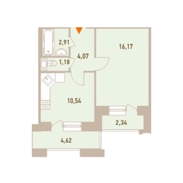 1-комнатная, 37 м² — ЖК ЖК Новый Лесснер