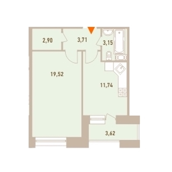 1-комнатная, 43 м² — ЖК ЖК Новый Лесснер