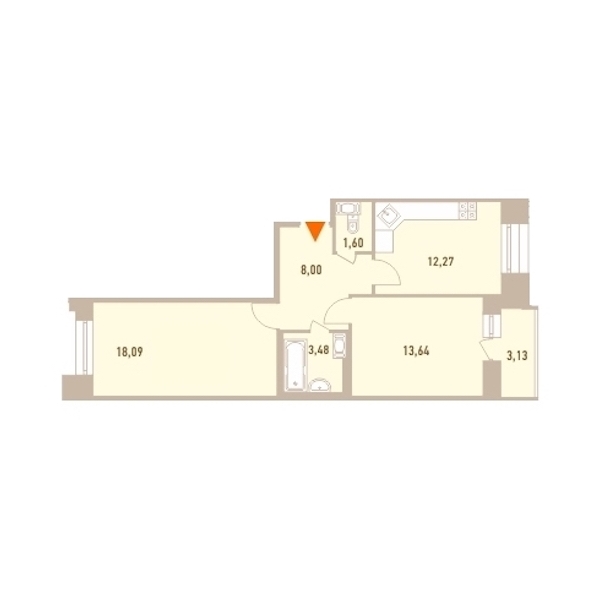 2-комнатная, 58 м² — ЖК ЖК Новый Лесснер