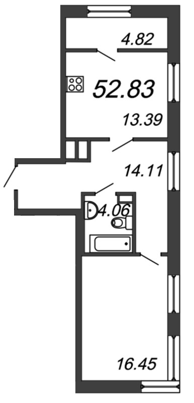 1-комнатная, 53 м² — ЖК ЖК Botanica (Ботаника)