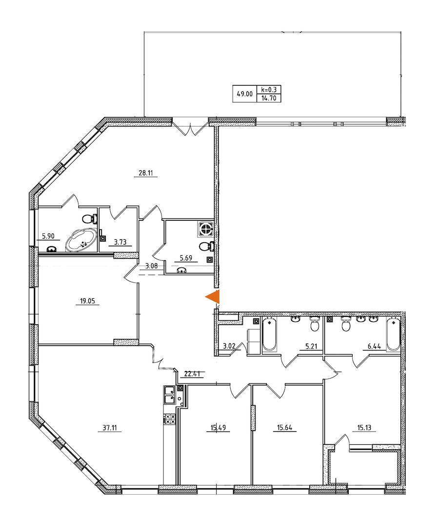 5-комнатная, 203 м² — ЖК ЖК Петровская доминанта