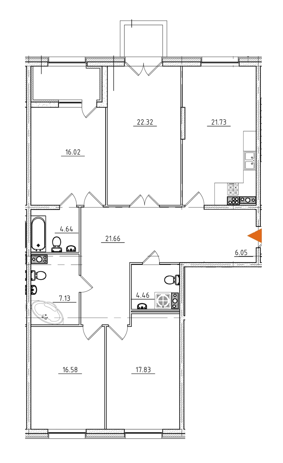 4-комнатная, 142 м² — ЖК ЖК Петровская доминанта