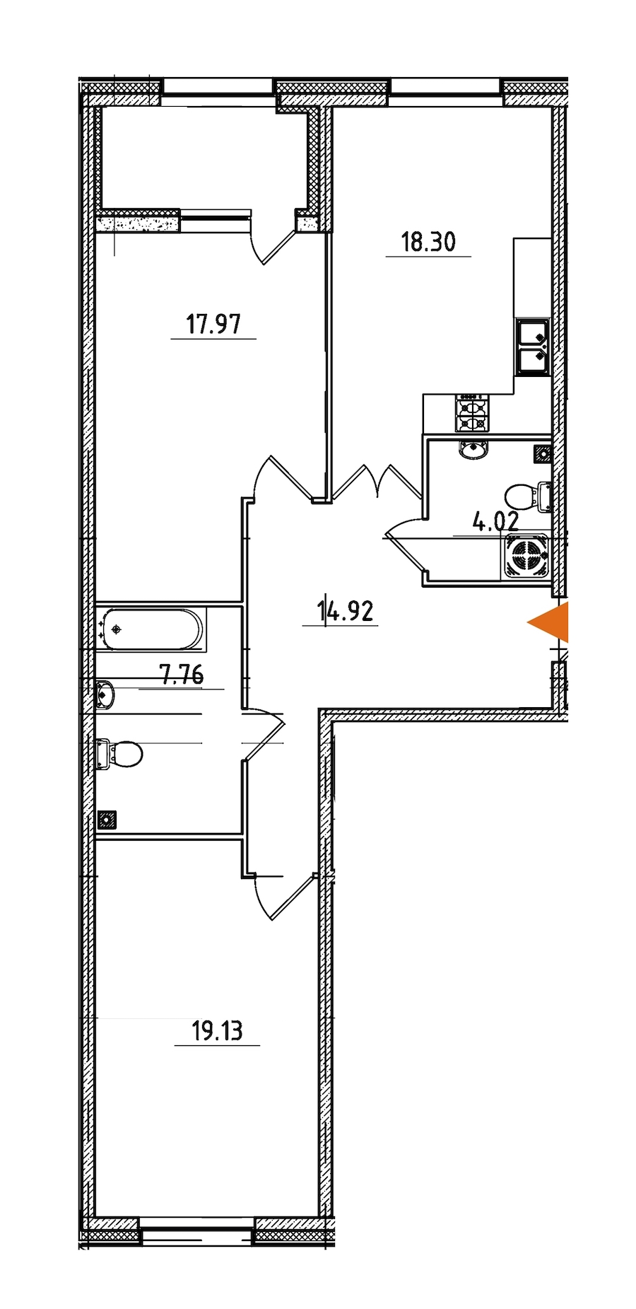 2-комнатная, 85 м² — ЖК ЖК Петровская доминанта