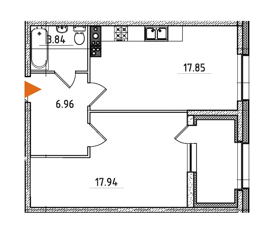 1-комнатная, 49 м² — ЖК ЖК Петровская доминанта