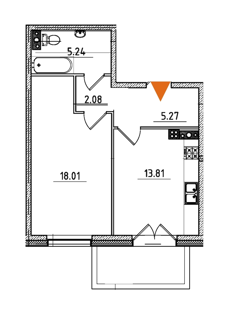 1-комнатная, 46 м² — ЖК ЖК Петровская доминанта