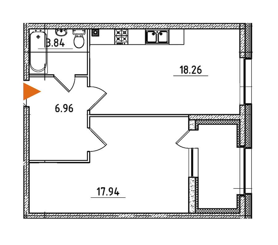 1-комнатная, 49 м² — ЖК ЖК Петровская доминанта