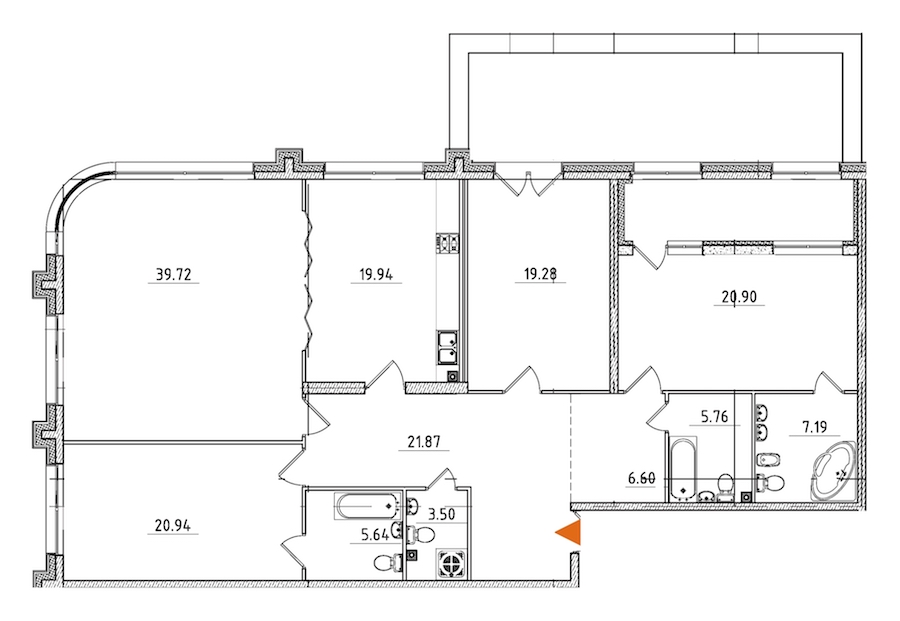 4-комнатная, 184 м² — ЖК ЖК Петровская доминанта