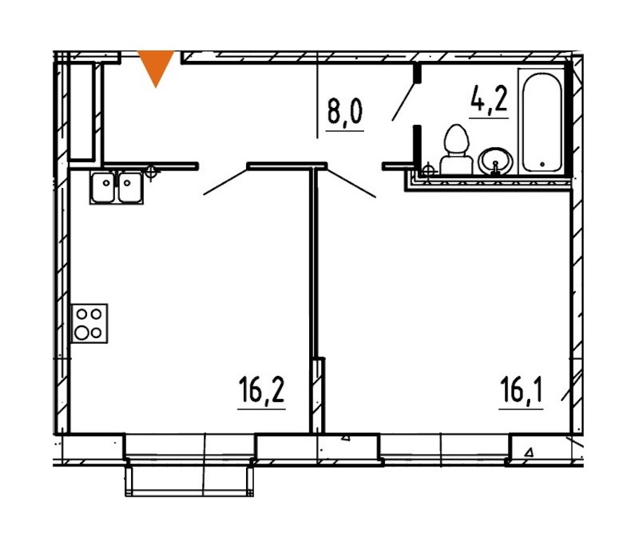 1-комнатная, 45 м² — ЖК ЖК Эталон на Неве