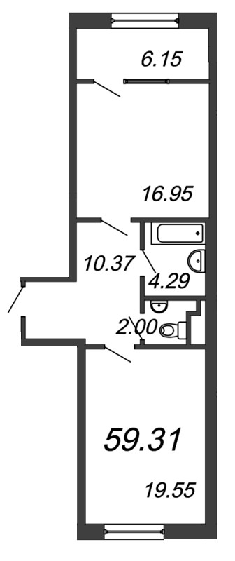 1-комнатная, 59 м² — ЖК ЖК Botanica (Ботаника)
