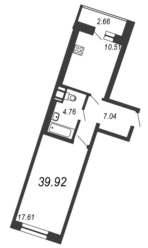 1-комнатная, 40 м² — ЖК ЖК Приморский квартал