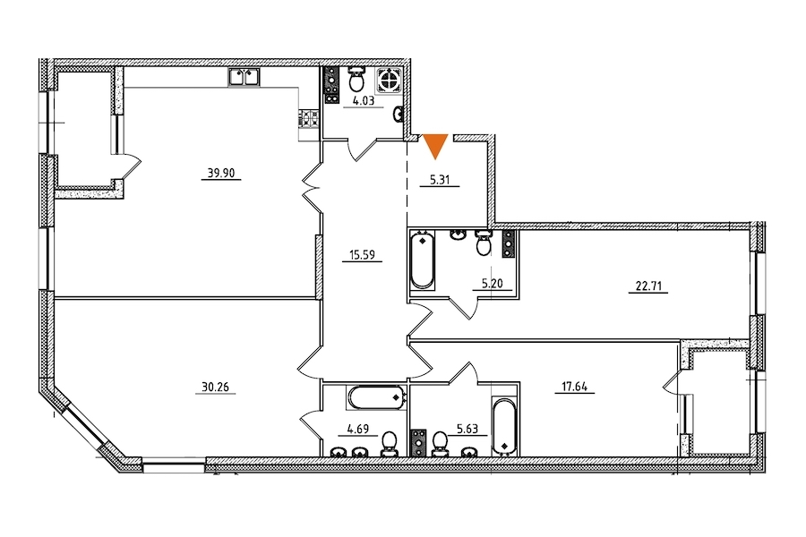 3-комнатная, 156 м² — ЖК ЖК Петровская доминанта
