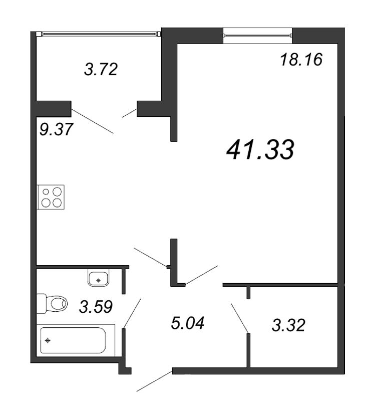 1-комнатная, 41 м² — ЖК ЖК Горки Парк