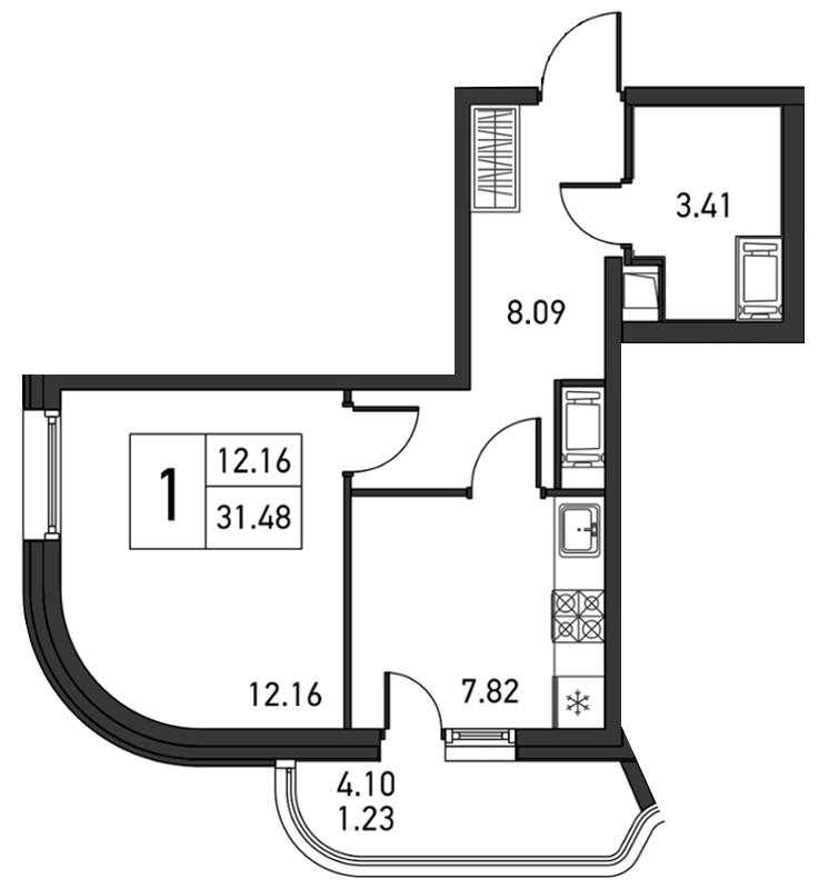 1-комнатная, 33 м² — ЖК ЖК Дом на Львовской