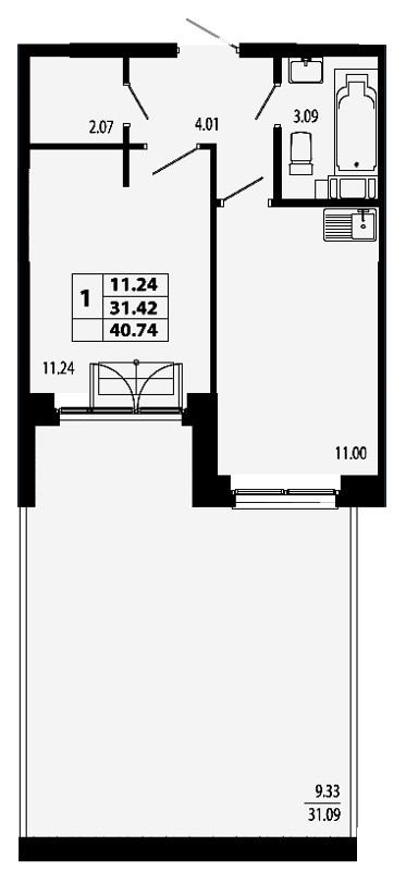 1-комнатная, 40 м² — ЖК ЖК Лиговский сити - Второй квартал (Ligovsky City)