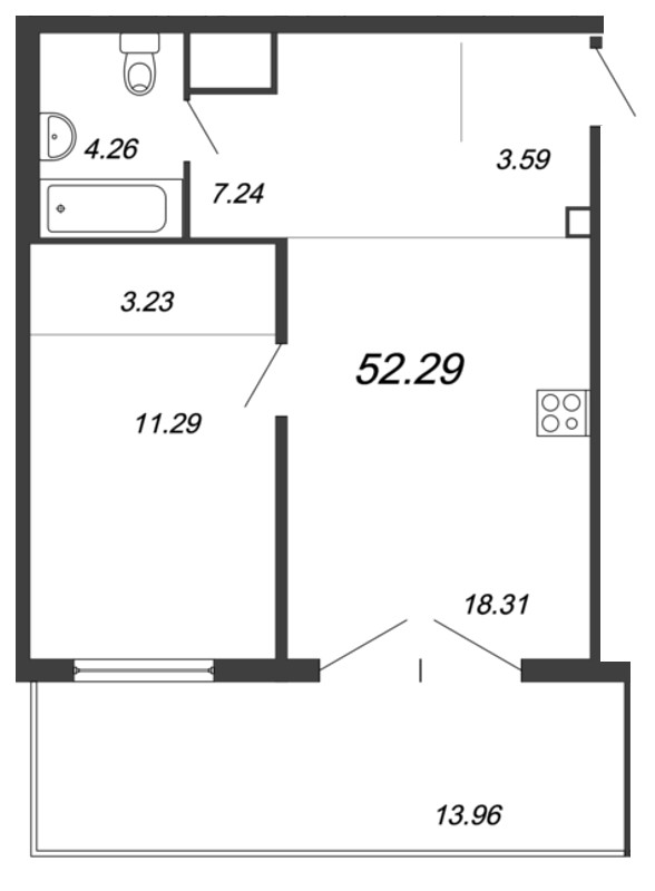 1-комнатная, 52 м² — ЖК ЖК Магнифика Резиденс (Magnifika Residence)