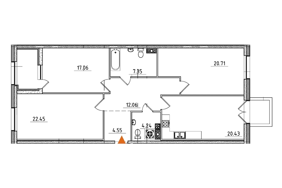 3-комнатная, 112 м² — ЖК ЖК Петровская доминанта