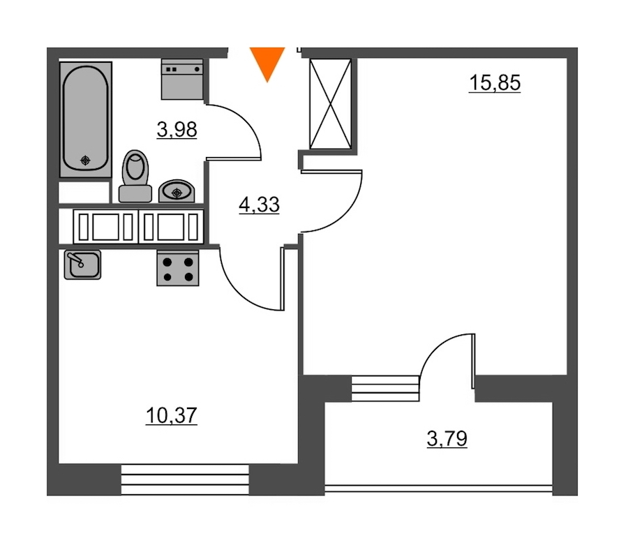 1-комнатная, 36 м² — ЖК ЖК Питер