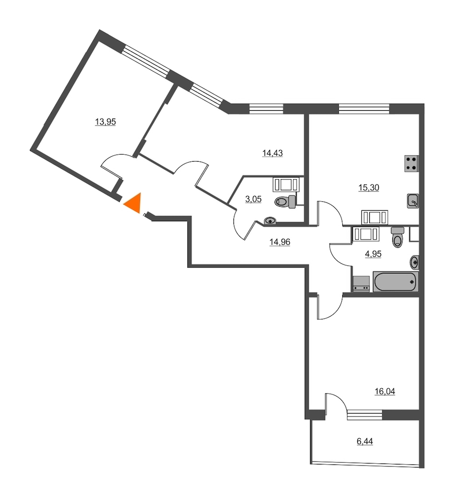 3-комнатная, 86 м² — ЖК ЖК Питер