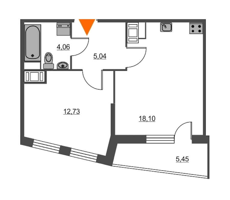 1-комнатная, 43 м² — ЖК ЖК Питер