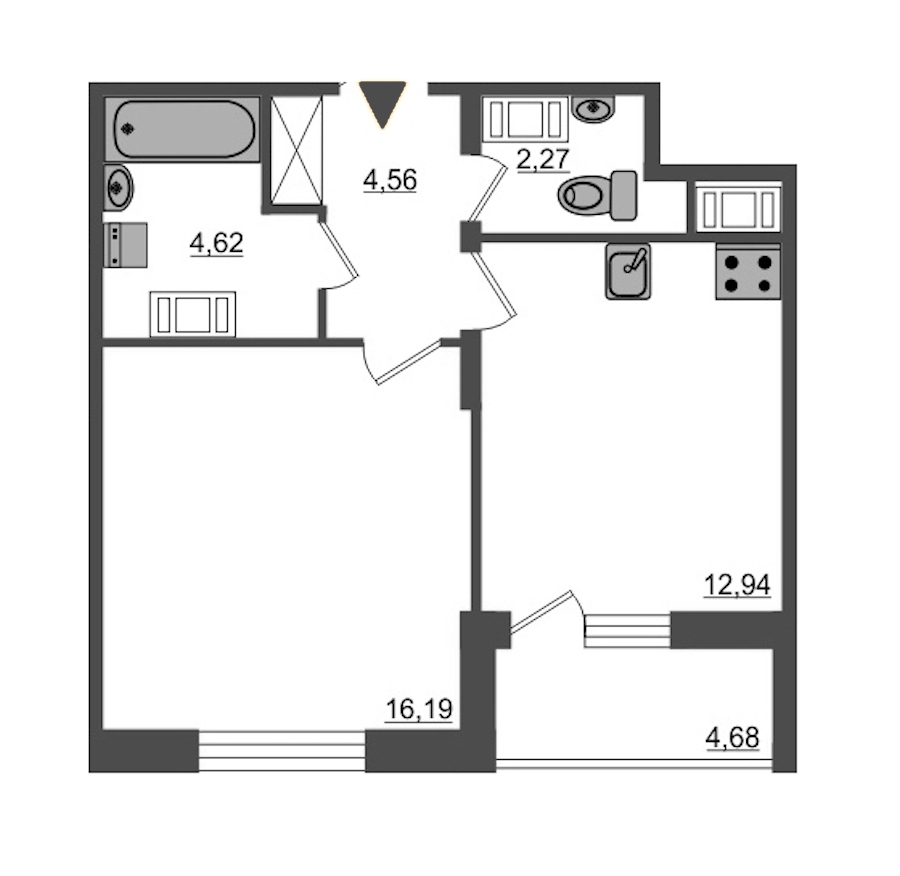 1-комнатная, 42 м² — ЖК ЖК Питер