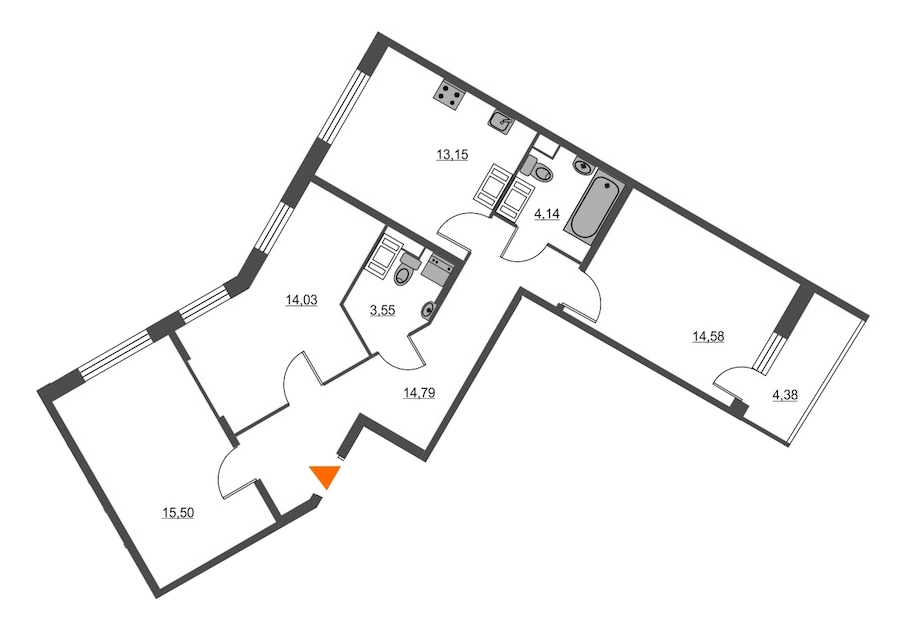 3-комнатная, 82 м² — ЖК ЖК Питер