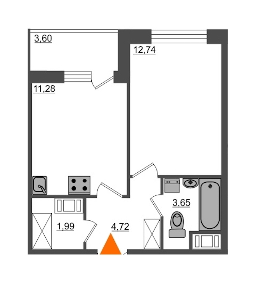 1-комнатная, 36 м² — ЖК ЖК Питер