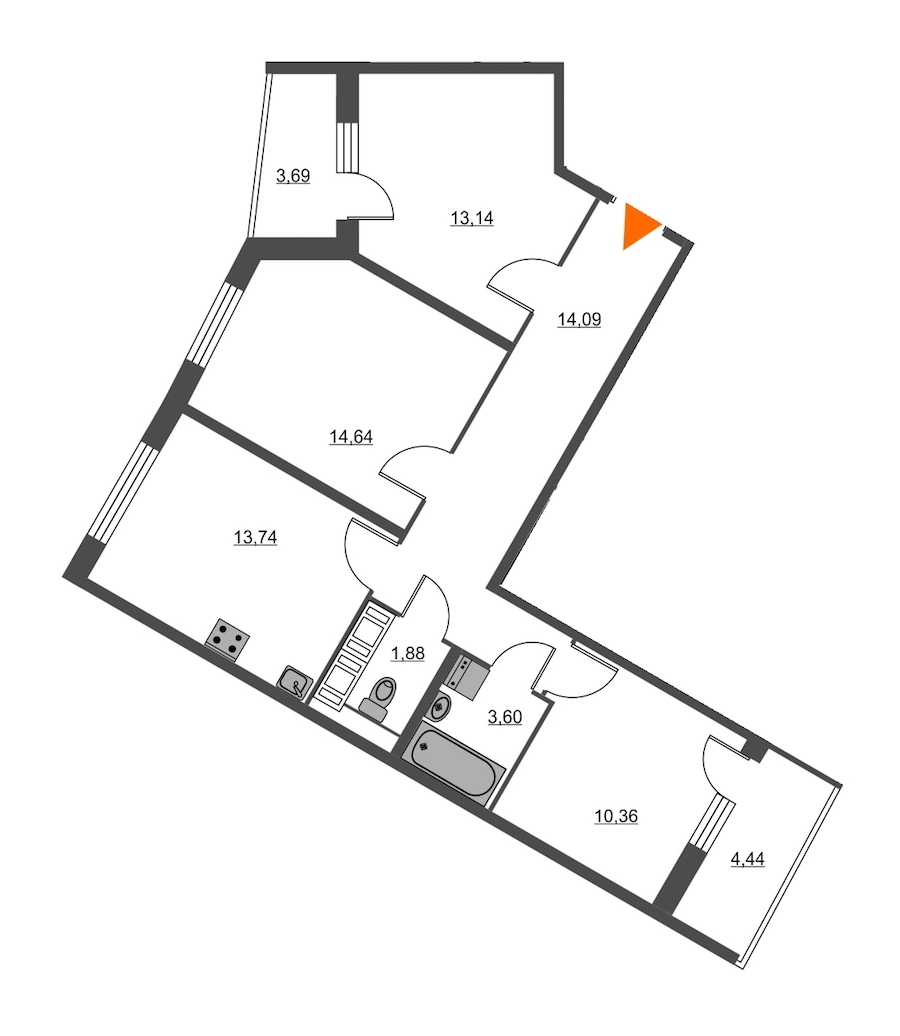 3-комнатная, 76 м² — ЖК ЖК Питер