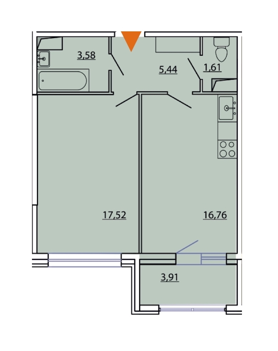 1-комнатная, 47 м² — ЖК ЖК Фамилия