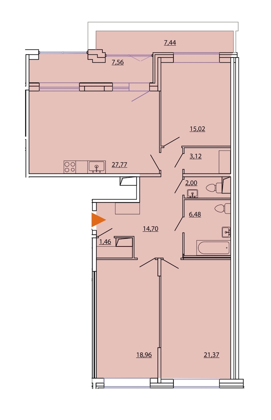 3-комнатная, 117 м² — ЖК ЖК Фамилия