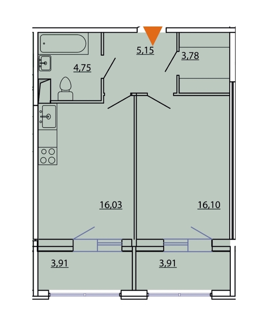 1-комнатная, 50 м² — ЖК ЖК Фамилия