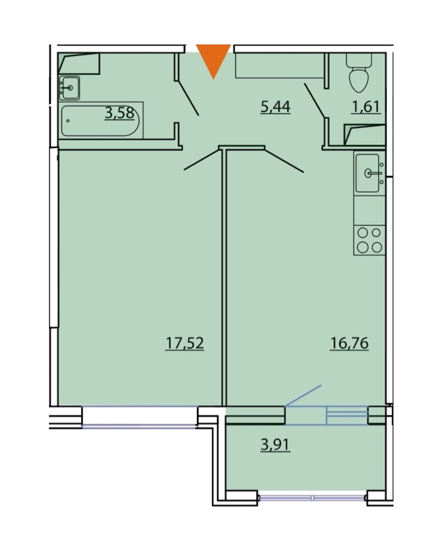 1-комнатная, 47 м² — ЖК ЖК Фамилия
