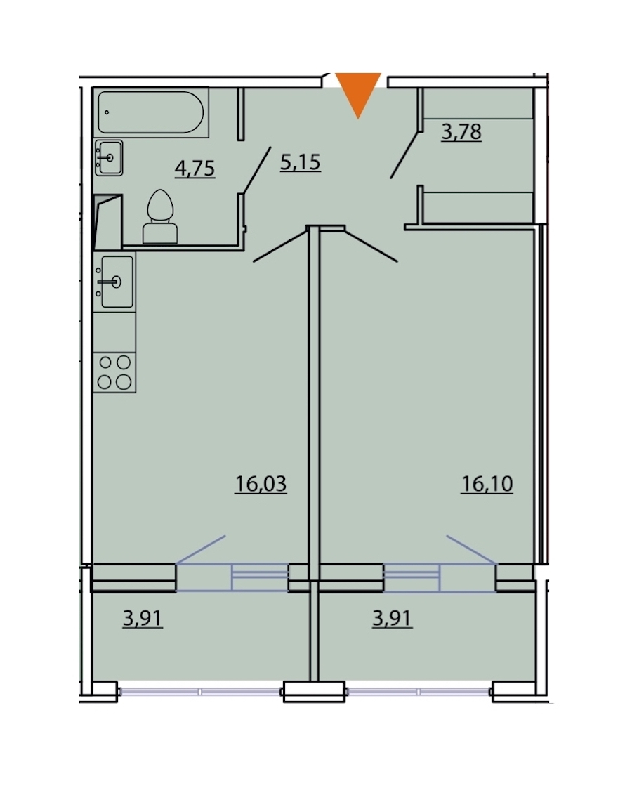 1-комнатная, 50 м² — ЖК ЖК Фамилия
